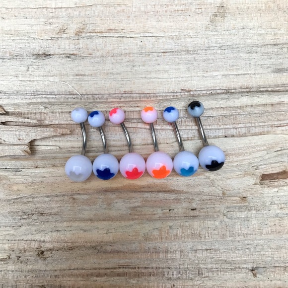6 Multi-Color Belly Button Ring - Picture 2 of 2
